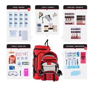 6 Person Essential Survival Kit (Option: Backpack Rolling Bag)